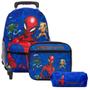 Imagem de Kit Mochila Escolar Masculina Juvenil Spider Man G Rodinha