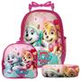 Imagem de Kit Mochila Escolar Menina Paw Patrol Skye Passeio Rodinhas