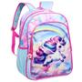 Imagem de Kit Mochila Escolar Pônei Rosa Alças Costa Tam G Infantil