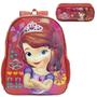 Imagem de Kit Mochila Escolar Princesa Sofia Infantil Tam G Costas