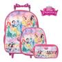 Imagem de Kit Mochila Escolar Rodinha Princesas Rosa Envio Imediato