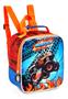 Imagem de Kit Mochila Escolar Rodinhas Lancheira Estojo Carro Monster Cor Azul