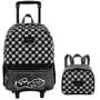 Imagem de Kit Mochila Escolar Skate Plus Rodinhas Preta Tam G Infantil Lancheira Térmica