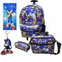 Imagem de Kit Mochila Escolar Sonic Novo Com Rodinhas+ Chaveiro