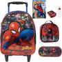 Imagem de Kit Mochila Escolar Spiderman Rodinhas Homem Aranha Infantil Tam G Lancheira Estojo Duplo