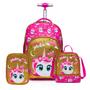 Imagem de Kit Mochila Escolar Unicórnio menina Espaçosa Rodinhas Resistente