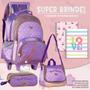 Imagem de Kit Mochila Estojo Lancheira Infantil Sweet Queen Feminina Escolar Carrinho