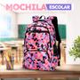 Imagem de Kit Mochila Feminia Mosaico Dia a Dia Escola Viagem Trabalho + Lancheira Termica e Necessarie