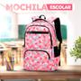 Imagem de Kit Mochila Feminia Mosaico Dia a Dia Escola Viagem Trabalho + Lancheira Termica e Necessarie