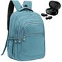 Imagem de Kit Mochila Feminina Escolar Passeio Faculdade + Fone de Ouvido Sem Fio Bluetooth