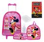 Imagem de Kit Mochila Feminina Infantil Rodinhas Minnie Lancheira E