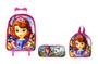 Imagem de Kit Mochila Feminina Infantil Rodinhas Princesa Sofia