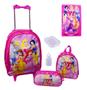 Imagem de Kit Mochila Feminina Infantil Rodinhas Princesas Lancheira E