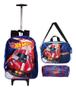 Imagem de Kit Mochila Hot Wheels Rodinhas Infantil Masculina Escolar