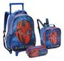 Imagem de Kit Mochila Infantil Aranha Super Spider Azul Rodinhas Tam G