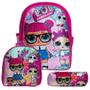 Imagem de Kit Mochila Infantil Bolsa Escolar Lol Surprise de Costas