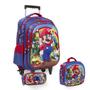 Imagem de Kit Mochila Infantil Carrinho Super Mario 3D Reforçada Azul