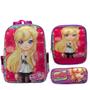 Imagem de Kit Mochila Infantil Costas Escolar Feminina Polly Pocket