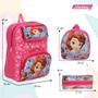 Imagem de Kit Mochila Infantil Costas Princesinha Sofia Lancheira Rosa