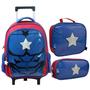 Imagem de Kit mochila infantil de rodinha lancheira e estojo super star yins ys42168