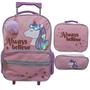 Imagem de Kit mochila infantil de rodinha lancheira e estojo unicórnio yins ys42184-mc