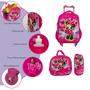 Imagem de Kit Mochila Infantil De Rodinhas Minnie Mouse 3D Reforçada