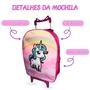 Imagem de Kit Mochila Infantil Escolar Carrinho + Estojo Unicórnio Baby Prática Resistente Volta às Aulas