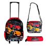 Imagem de Kit Mochila Infantil Escolar com Rodinha Lancheira Tèrmica e Estojo 3 peças Carrinho Vermelho
