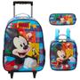 Imagem de Kit Mochila Infantil Escolar Mickey Rodinha Lancheira Estojo