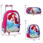 Imagem de Kit Mochila Infantil Escolar Pequena Sereia Ariel C Rodinha