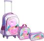 Imagem de Kit Mochila Infantil Estojo e Lancheira Flamingo Lilás Yepp