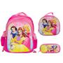 Imagem de Kit Mochila Infantil Feminina Princesas 3D Costas Tam G