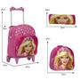 Imagem de Kit Mochila Infantil Feminina Rodinha Barbie Pequena Passeio