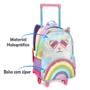 Imagem de Kit Mochila Infantil Gatinha Rainbow Com Orelhinhas Fofa