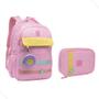 Imagem de Kit Mochila Infantil Juvenil Escolar De Costas Com Estojo
