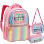 Imagem de Kit Mochila Infantil Love Youtself Meninas Tam G Escolar Lancheira Térmica Estojo Duplo