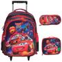 Imagem de Kit Mochila Infantil Masculina Rodinha Carros 3d + Lancheira