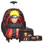 Imagem de Kit Mochila Infantil Masculina Rodinha Naruto Juvenil Preta