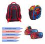 Imagem de Kit Mochila Infantil Masculina Spider Man Costas Alto Relevo