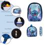 Imagem de Kit Mochila Infantil Masculina Stitch Costas Tam G Cor Preta