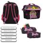 Imagem de Kit Mochila Infantil Menina Barbie Juvenil Costas Lancheira