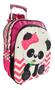 Imagem de Kit Mochila Infantil Menina Escolar Urso Panda Rodinhas M F5