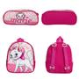 Imagem de Kit Mochila Infantil Menina Gatinha Marie Rosa de Rodinhas