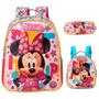 Imagem de Kit Mochila Infantil Menina Minnie Mouse 3d Com Lancheira