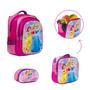 Imagem de Kit Mochila Infantil Menina Princesas 3D Costas Envio 24Hrs