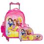 Imagem de Kit Mochila Infantil Menina Princesas 3D Rodinha + Lancheira