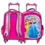 Imagem de Kit Mochila Infantil Menina Rodinhas Princesas 3D Cor Rosa