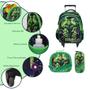 Imagem de Kit Mochila Infantil Menino Rodinha Hulk 3D Lancheira Tam G