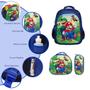 Imagem de Kit Mochila Infantil Menino Super Mario Bros Costas 3D Tam G