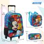 Imagem de Kit Mochila Infantil Mickey Azul Rodinha Reforçada Grande